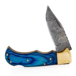 Rill Simple Tools Azul Damascus Folding Skinner W/Sheath 018 -HORSE TACK Store 018 2