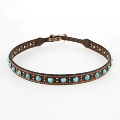 M+F Medium Brown Turquoise Hat Band Hat Accessories -HORSE TACK Store 0273044 2