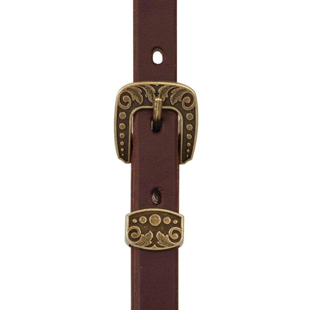 Weaver Leather Vintage Brass Heel Buckle Browband Headstall 4 Weaver Leather Vintage Brass Heel Buckle Browband Headstall - Image 2