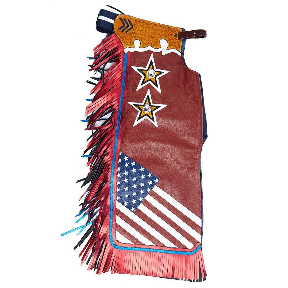 Jerry Beagley Braiding Co. Medium Youth Chap W/Flag 6 Jerry Beagley Braiding Co. Medium Youth Chap W/Flag - Image 4