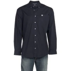 Cinch Men's Solid Navy Long Sleeve Button Down