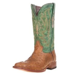 Tanner Mark Boots Men's Tanner Mark Antique Tan Full Quill Ostrich Print Cowboy Boots