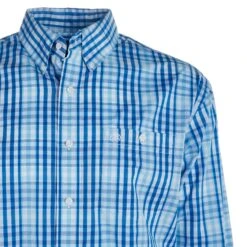 Wrangler Men's Classic Blue Plaid Button Down 7 Wrangler Men's Classic Blue Plaid Button Down -HORSE TACK Store 112324795 02