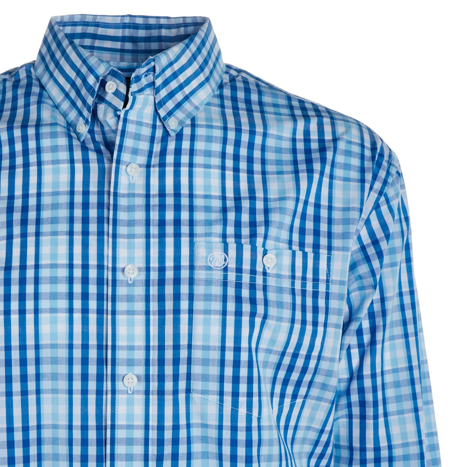 Wrangler Men's Classic Blue Plaid Button Down 4 Wrangler Men's Classic Blue Plaid Button Down - Image 2