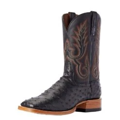 Ariat Men's Ariat Barker Black Full Quill Ostrich 11in. Liberty Black Top Cowboy Boots
