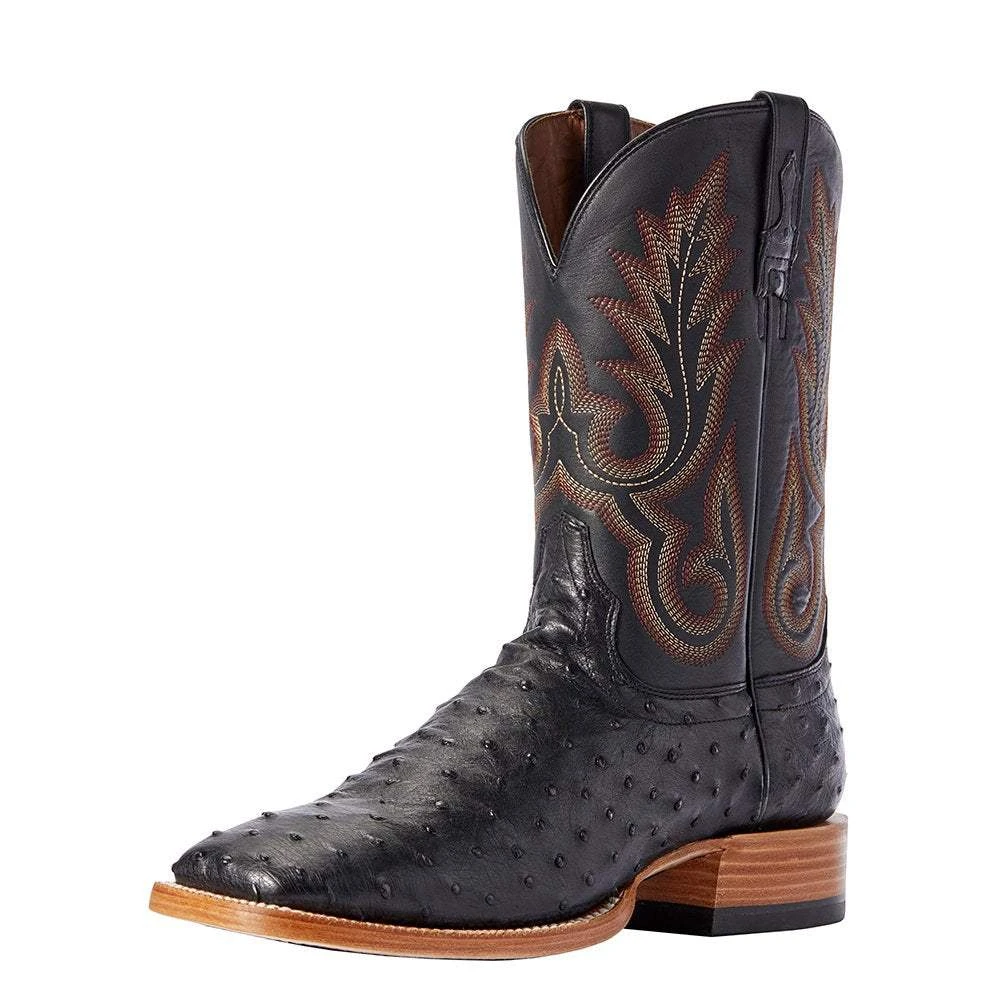 Ariat Men's Ariat Barker Black Full Quill Ostrich 11in. Liberty Black Top Cowboy Boots 3 Ariat Men's Ariat Barker Black Full Quill Ostrich 11in. Liberty Black Top Cowboy Boots