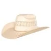 American Hats Solid Ivory And Tan Line Vent 4 1/4` Brim Champagne Band Straw Hat
