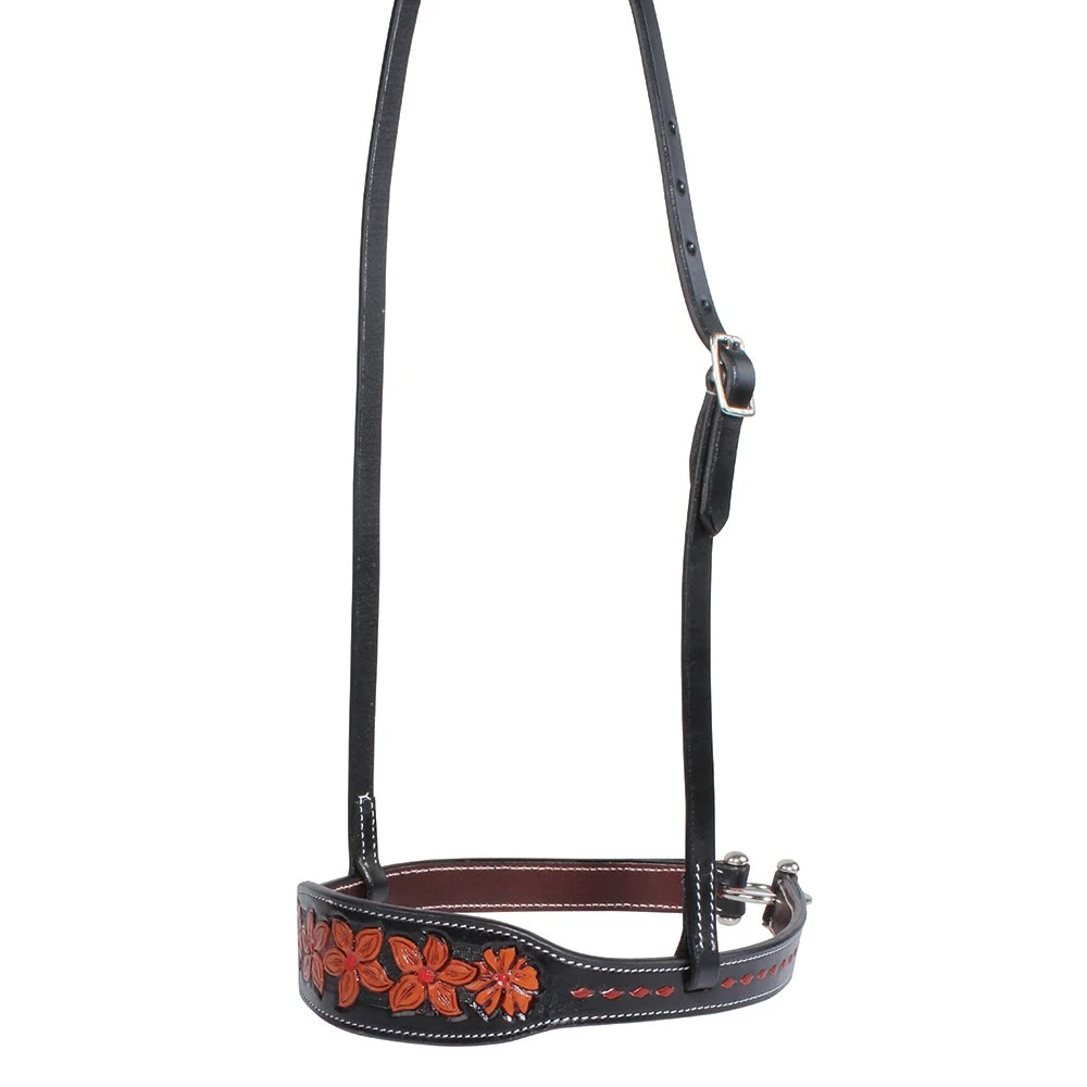 Professionals Choice Pro Black And Red Floral Noseband 3 Professionals Choice Pro Black And Red Floral Noseband