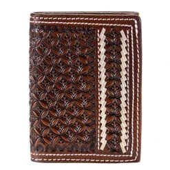 Western Fashion Leather Tri-Fold With Lace Detail