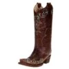 Circle G Women`s Brown/Turq Embroidere Snip Toe Boot