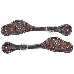Circle Y Saddlery Dark Flash Arizona Flower Mens Spur Straps
