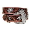 Gem Dandy Accessories Women`s Brown Painted Floral Belt