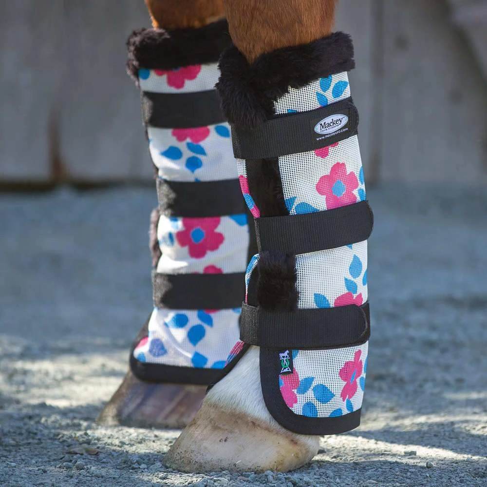 Mackey Equine Accessories Modern Vintage Poppy Floral Mesh Fly Boot With Fleece Binding 3 Mackey Equine Accessories Modern Vintage Poppy Floral Mesh Fly Boot With Fleece Binding