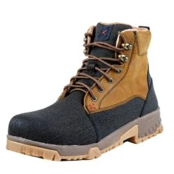 Twisted X Men's Rubberized Brown 6in. Distressed Saddle Lace Up Soft Toe Work Boot