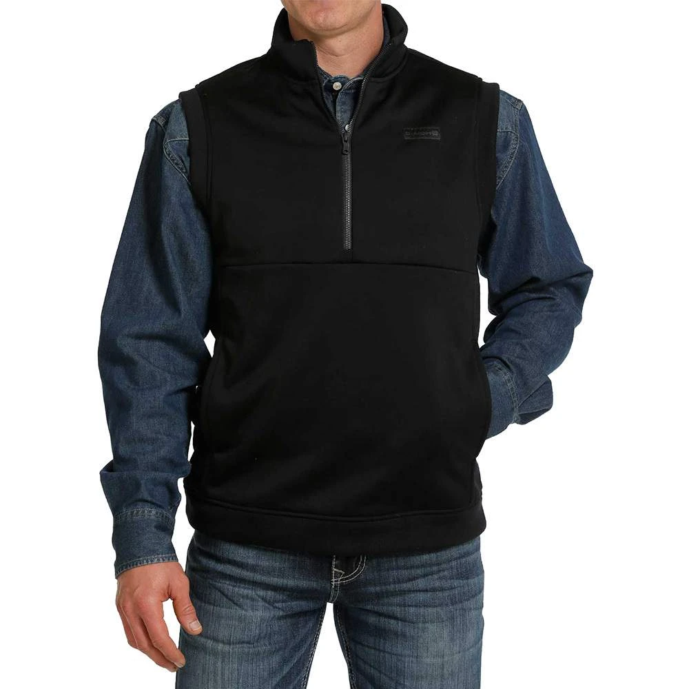 Cinch Men's 1/2 Zip Black Pullover Fleece Vest 3 Cinch Men's 1/2 Zip Black Pullover Fleece Vest