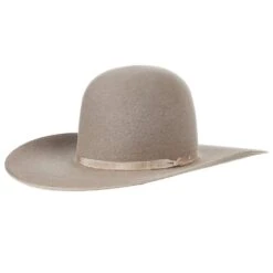 Rodeo King 7X Ash/Natural Bound Edge Open Crown 4-1/2in. Brim Natural Band Felt Cowboy Hat
