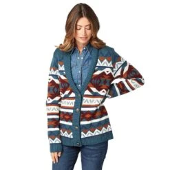 Wrangler Retro Blue Multi Color American Cardigan