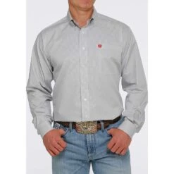 Cinch Men's White/Grey Button Down