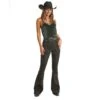 Rock & Roll Denim Black Patched High Rise Flares -HORSE TACK Store 158009 default l