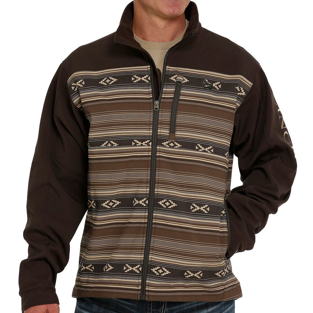 Cinch Men's Brown Logo Embroidered Color Block Aztec Jacket 3 Cinch Men's Brown Logo Embroidered Color Block Aztec Jacket