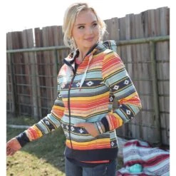 Cruel Girl Women's Serape Print Full Zip French Terry Hoodie