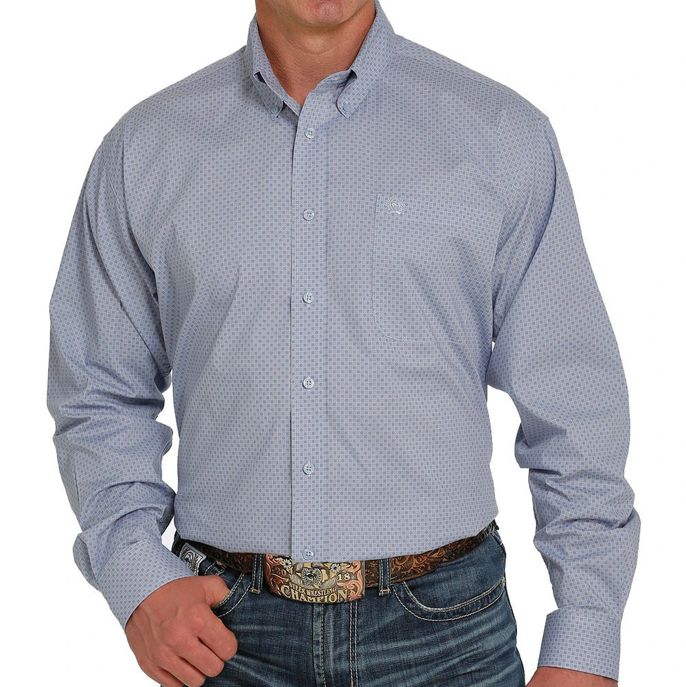 Cinch Men's Blue And White Print Button-Down 3 Cinch Men's Blue And White Print Button-Down