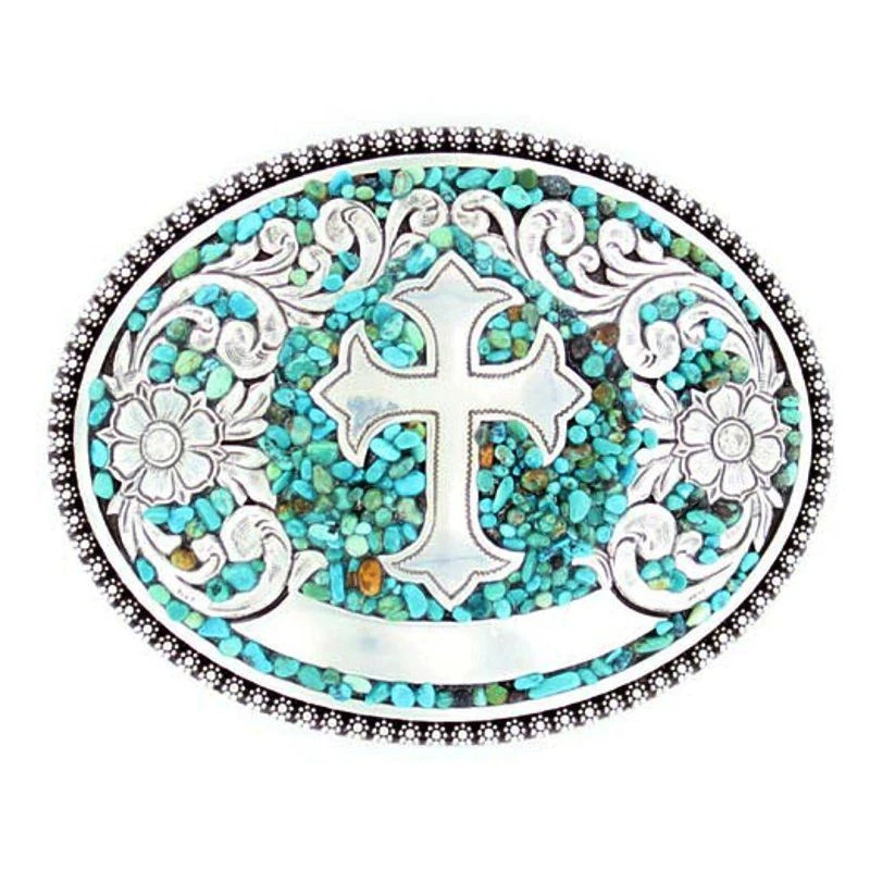 M&F Ladies Turquoise Stone Cross Buckle 3 M&F Ladies Turquoise Stone Cross Buckle