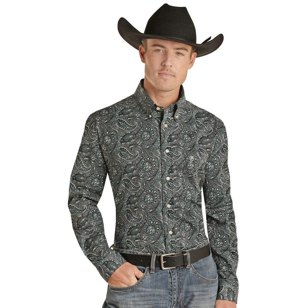 Rock N Roll Cowboy Charcoal Paisley Print Button-Down 3 Rock N Roll Cowboy Charcoal Paisley Print Button-Down