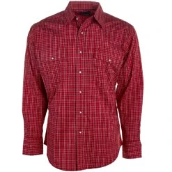 Wrangler Men's Wrinkle Resist Red Plaid Snap Shirt