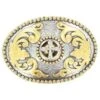 M&F Silver And Gold Cross Large Oval Buckle