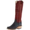 Olathe Boot Company Men`s Black Wyoming Reverse 16in Deep Red Navajo Bison Dog Top Cutter Toe Boot -HORSE TACK Store 160915 default l