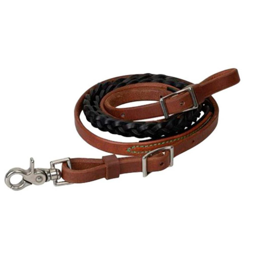 Weaver Leather Smarty Synergy 5/8 X 7 Heavy Latigo Black Braided Roping Rein 3 Weaver Leather Smarty Synergy 5/8 X 7 Heavy Latigo Black Braided Roping Rein