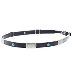 Austin Accent Inc. Black Leather Hat Band With Tbird And Turquoise Accent