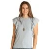 Panhandle Womens Eyelet Ruffle Top