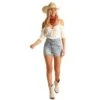 Rock & Roll Denim And Womens High Rise Denim Belted Short -HORSE TACK Store 163070 default l