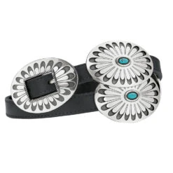 Women 3/4 Black Blackbird Concho Belt