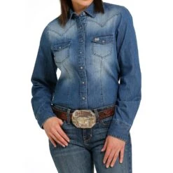 Cinch Women's Denim Long Sleeve Snap Shirt