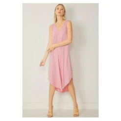 Entro Womens Pink Sleeveless Midi Dress