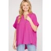She & Sky Womens Drop Shoulder Magenta Pink Woven Top -HORSE TACK Store 164681 default l