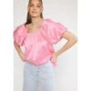 Entro Womens Pink Satin Bubble Sleeve Top -HORSE TACK Store 164863 default l