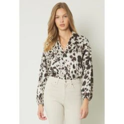 Entro Women's Off White Animal Print Body Suit