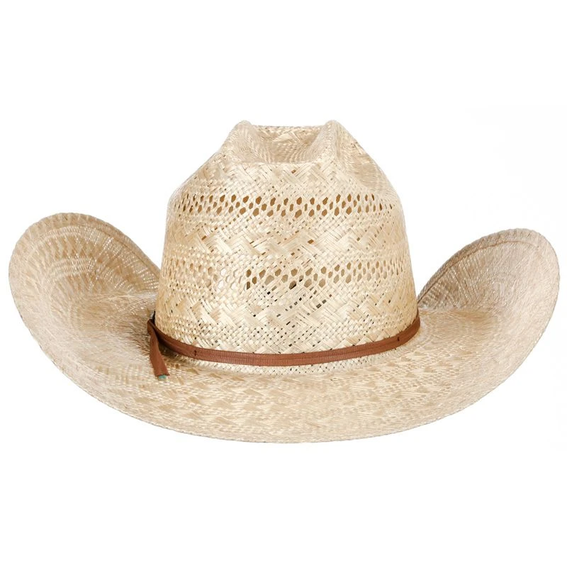 American Hats Sisal Vented Open Crown 4-1/4in. Brim Straw Cowboy Hat 6 American Hats Sisal Vented Open Crown 4-1/4in. Brim Straw Cowboy Hat - Image 4