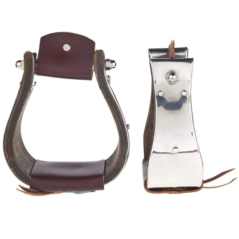Partrade Trading Corporation Open Range 3 /4in. Dark Wood Monel Stirrups 5 Partrade Trading Corporation Open Range 3 /4in. Dark Wood Monel Stirrups - Image 3