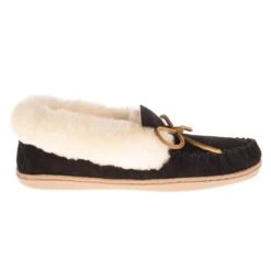 Minnetonka Ladies Alpine Sheepskin Black Moccasin -HORSE TACK Store 3370 4