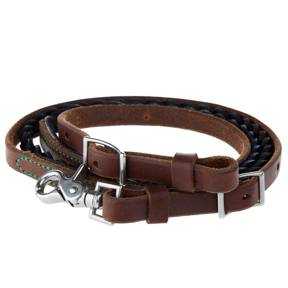 Weaver Leather Smarty Synergy 5/8 X 7 Heavy Latigo Black Braided Roping Rein 4 Weaver Leather Smarty Synergy 5/8 X 7 Heavy Latigo Black Braided Roping Rein - Image 2