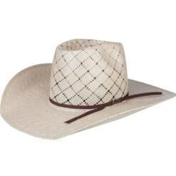 American Hats 5050 Sand Patchwork 4 1/4in Brim Open Crown Straw Cowboy Hat -HORSE TACK Store 5050S2CCHOC42 creased
