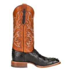 Justin Boots Men's Pascoe Black Full Quill Ostrich 13in. Rebel Suntan Top Cowboy Boots -HORSE TACK Store 8097 4