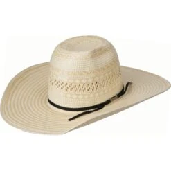 American Hats Natural Poli Rope 4-1/2in. Brim Straw Cowboy Hat -HORSE TACK Store 845S2CBK45 crease