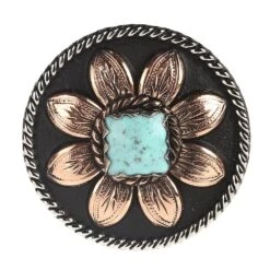 Augus Silversmiths Llc Copper Flower Turquoise Stone 1 1/2 Inch Concho