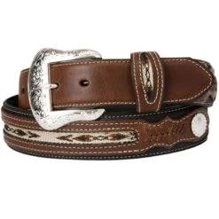 Men's Black & Brown Fabric Inset Belt